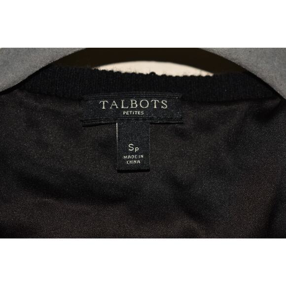 TALBOTS $129 Wool Blend Intricated Beaded 3/4 Sleeve Cardigan Black PS - Picture 4 of 4